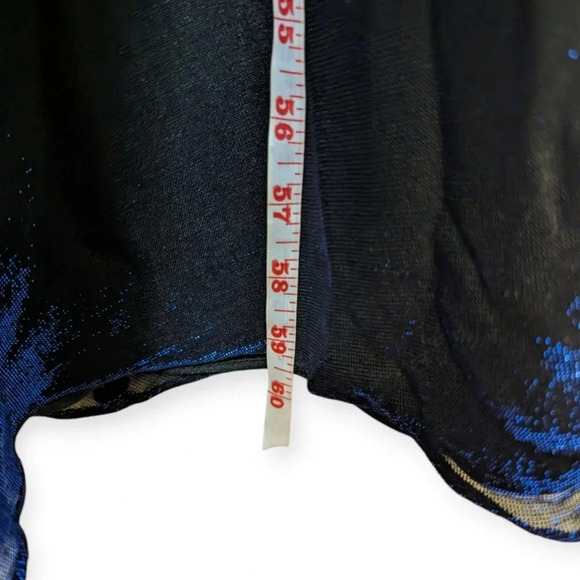 Y2K Prom Dress Iridescent Blue Sparkly Strappy Floor-Length Formal Gown 2000s - Picture 7 of 12